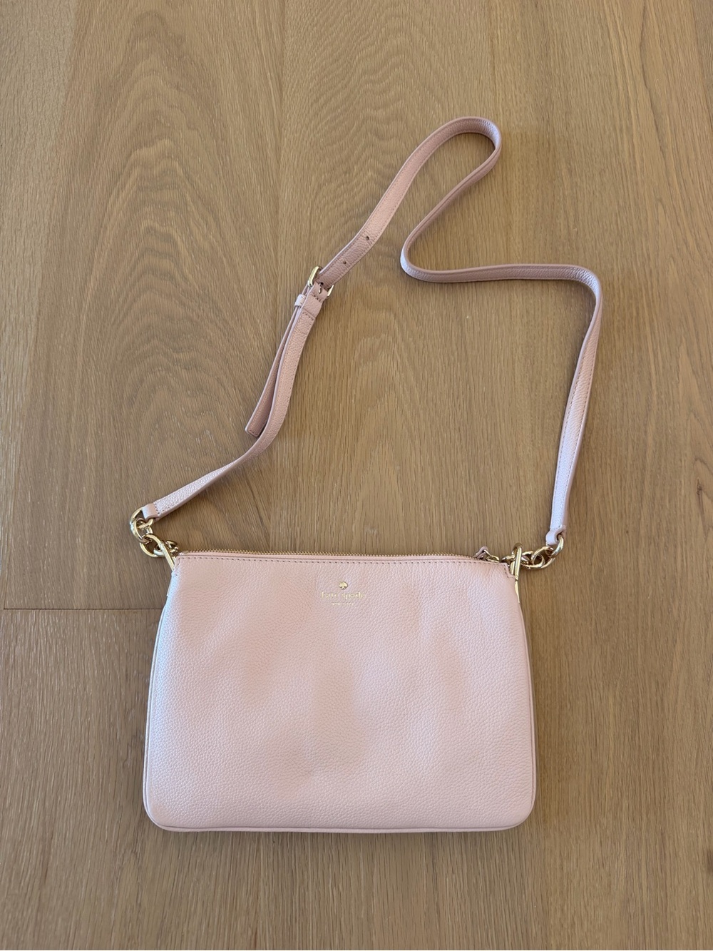 Kate Spade New York Pink Pebbled Leather Crossbody Purse Gold Hardware